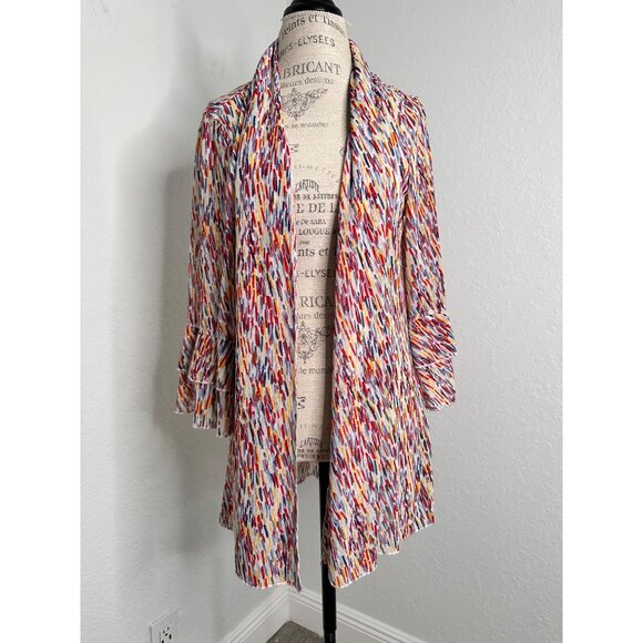 Multiples Women's Multi-Colored Open-Front Cardigan 3/4 Ruffles Sleeves  XL - Picture 1 of 6